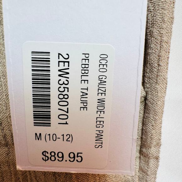SOFT SURROUNDINGS Wide Leg Pants Womens Oceo Gauze Size Medium Taupe Tan NWT - Picture 9 of 14